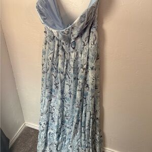 Lulu's Light Blue Floral Backless Dress